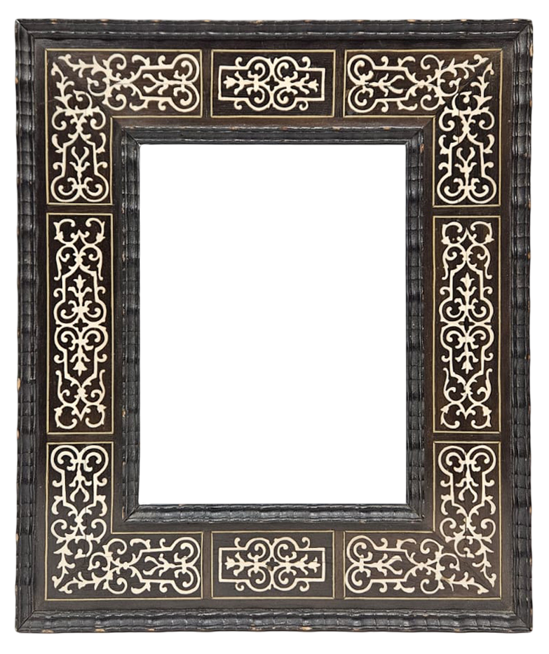 Cadre en bois noirci et marqueterie — 23,7 x 18 cm — Ref.3073 (Paire 3072) - Copie