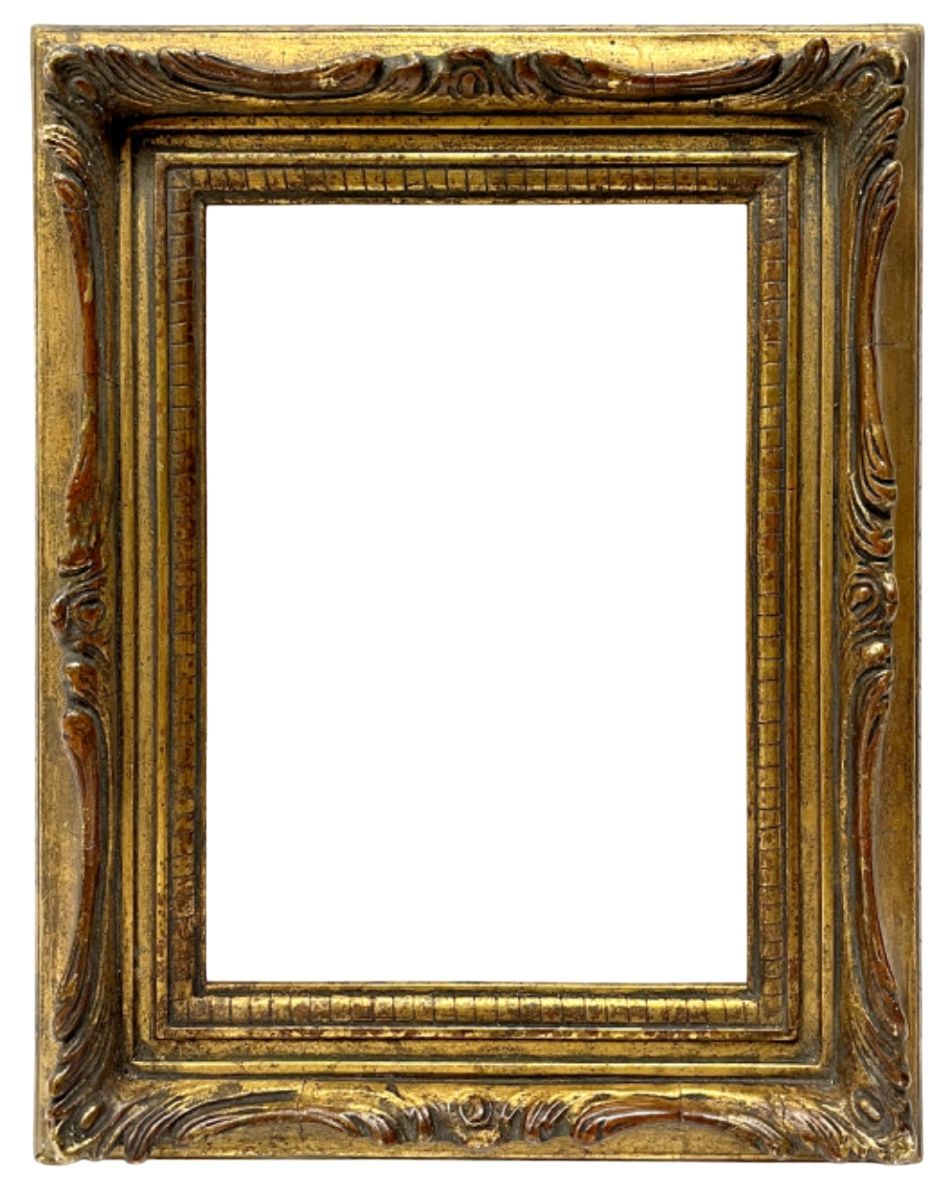 Cadre à panaches en bois et stuc doré — 23.1 x 16.7 cm — Ref. 2383