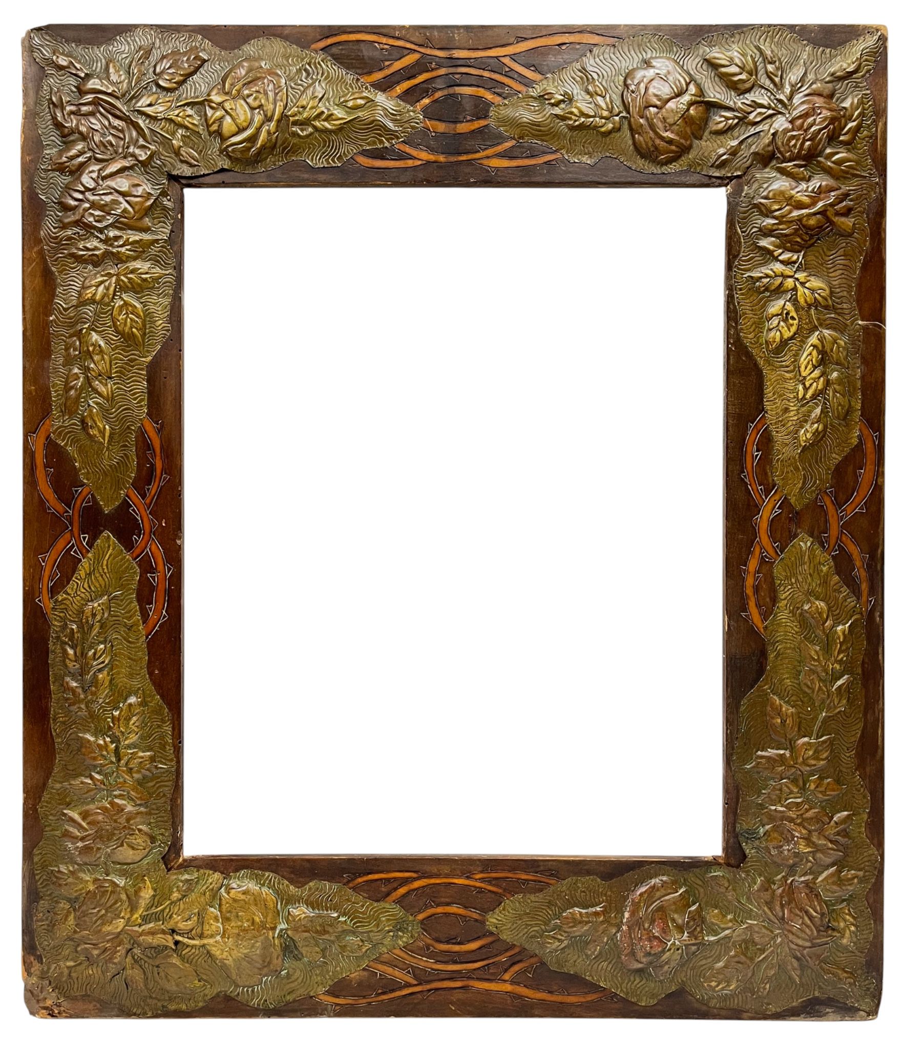 Cadre en bois et laiton repoussé — 52 x 42,2 cm — Réf. 2590