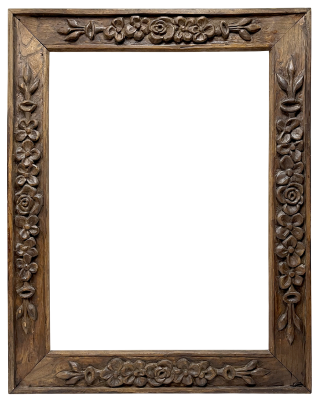 Cadre en bois sculpté de fleurs en semis — 75 x 55.4 cm — Ref. 2450