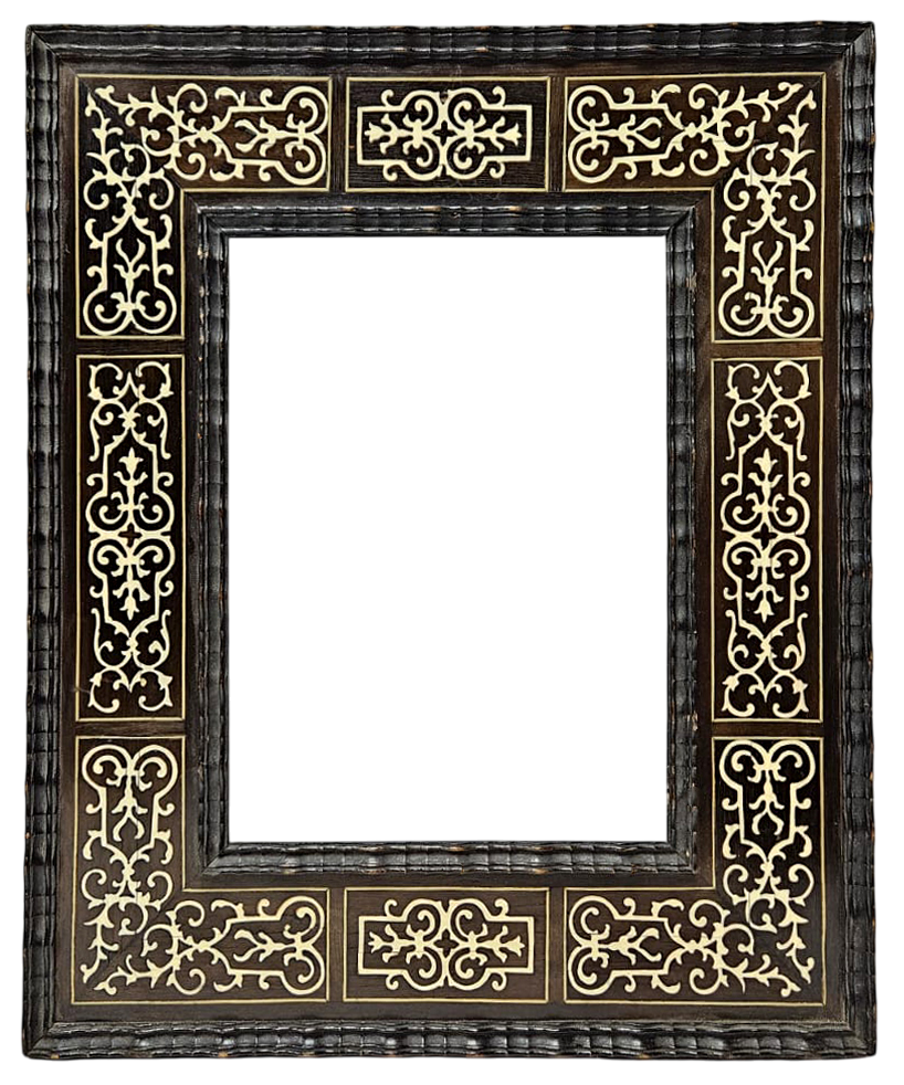 Cadre en bois noirci et marqueterie — 23,7 x 18 cm — Ref.3072 (Paire 3073)