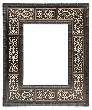 Cadre en bois noirci et marqueterie — 23,7 x 18 cm — Ref.3073 (Paire 3072) - Copie