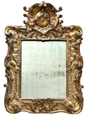 Cadre à décor rocaille XVIIIe avec glace — 34,9 x 25 cm — Réf. PC0314M2