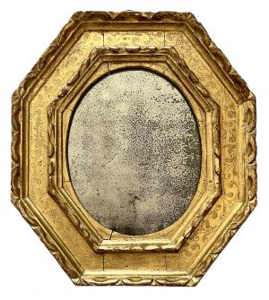 Cadre octogonal italien XVIIe avec glace — 17 x 13 cm — Réf. PC0323M2
