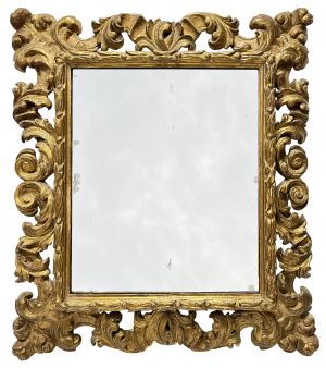 Cadre baroque italien XVIIe et glace au mercure — 59,3 x 50,7 cm — Réf. PC0075M1