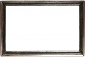 Cadre en bois mouluré argenté et vert- 46,3 x 29,4 cm- REF-1185
